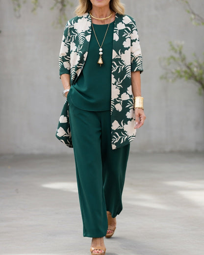 Conjunto mujer pantalón fluido y chaqueta estampado floral