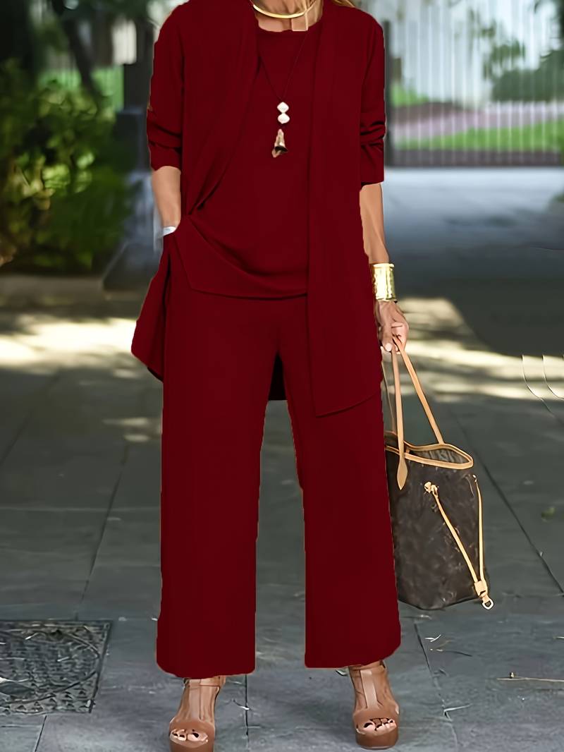 Conjunto Mujer de Tres Piezas Blazer y Pantalón Elegante