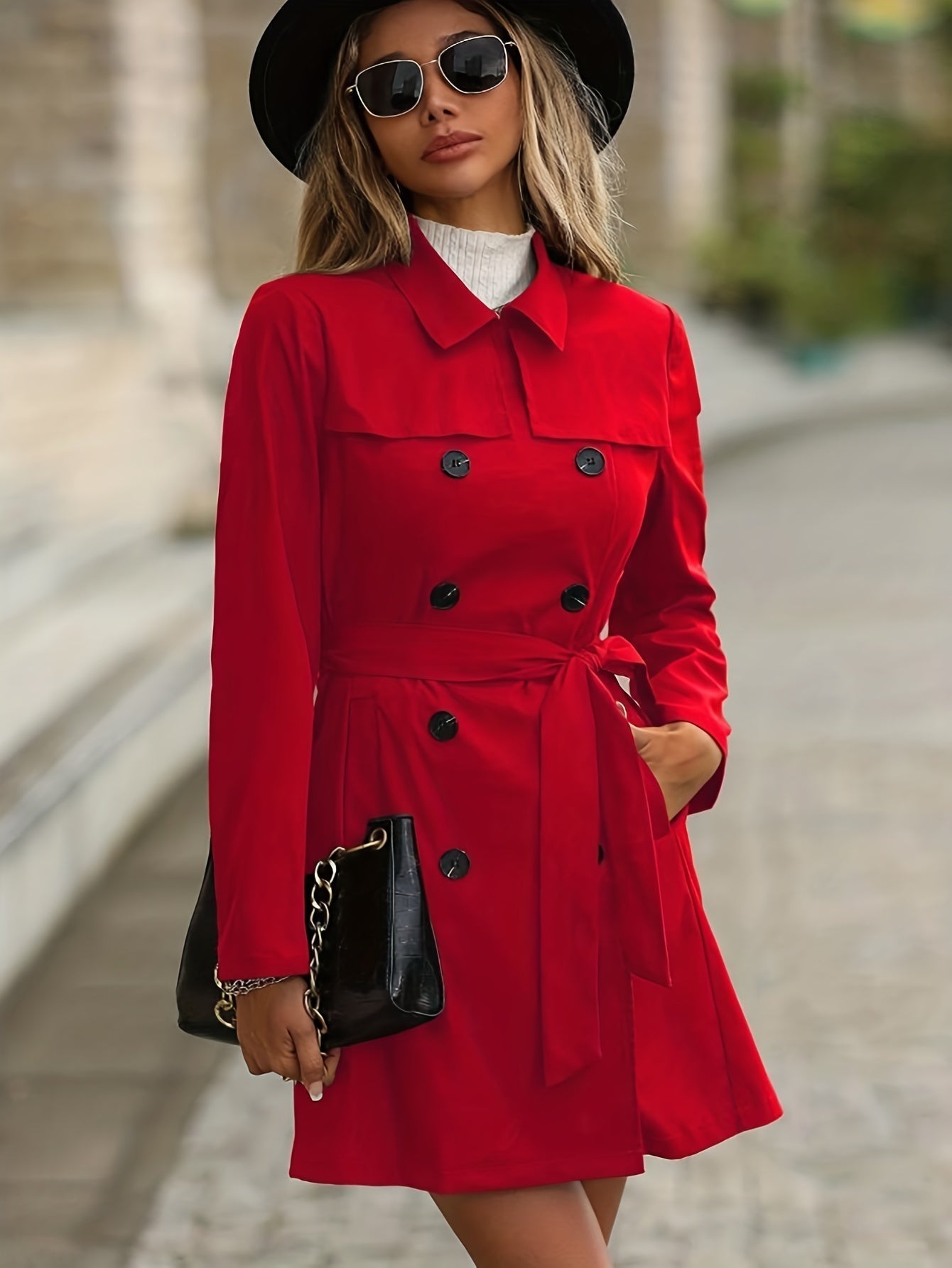 Gabardina Mujer de Otoño Ajuste Clásico