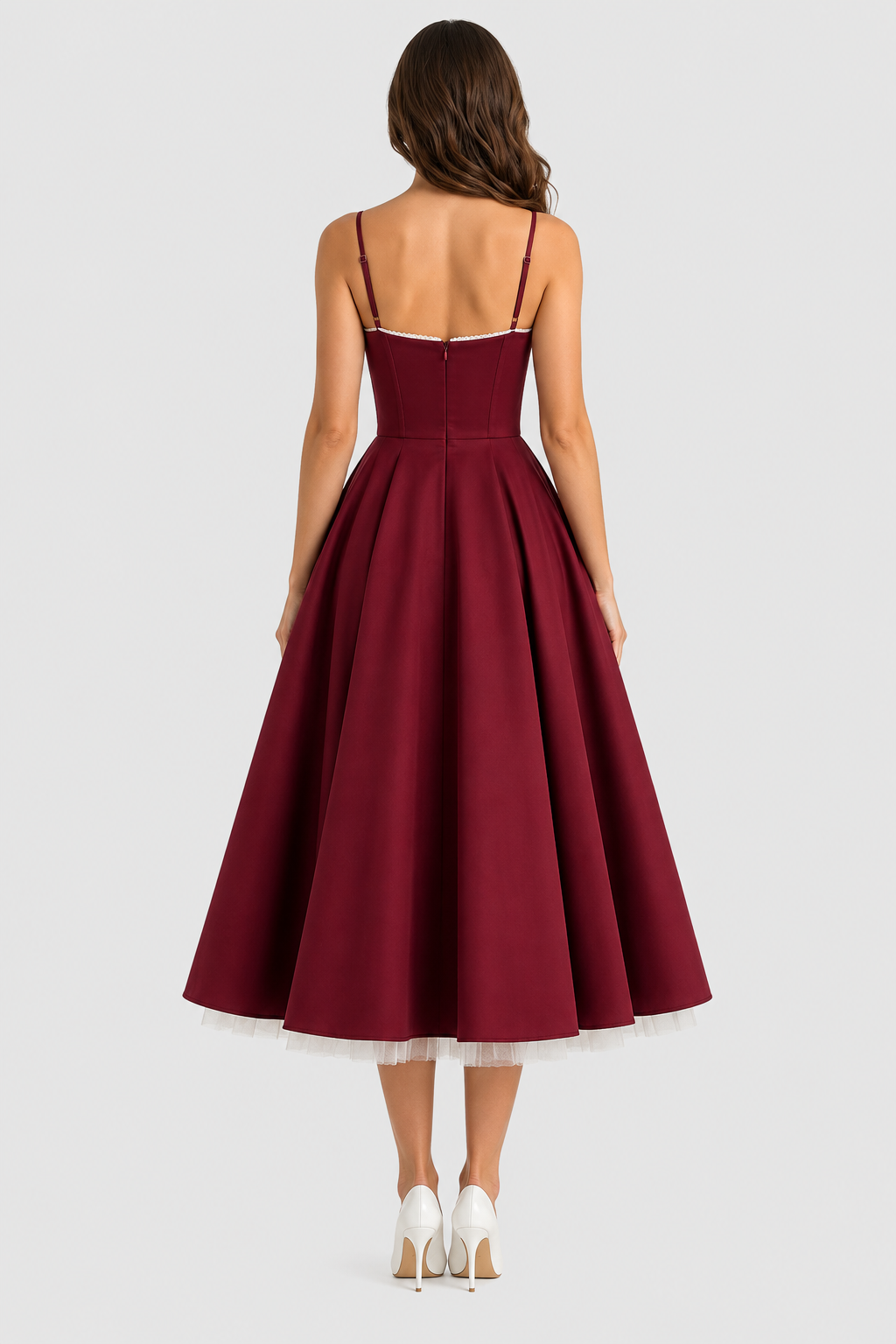 Vestido midi Mujer de Tul con Capas