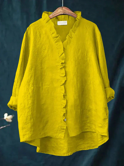 Camisa Mujer Informal con Volantes Ajuste Regular