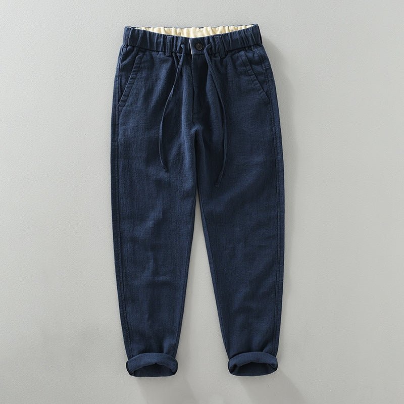 Pantalones Hombre de Lino y Algodón Corte Recto Cintura Elástica