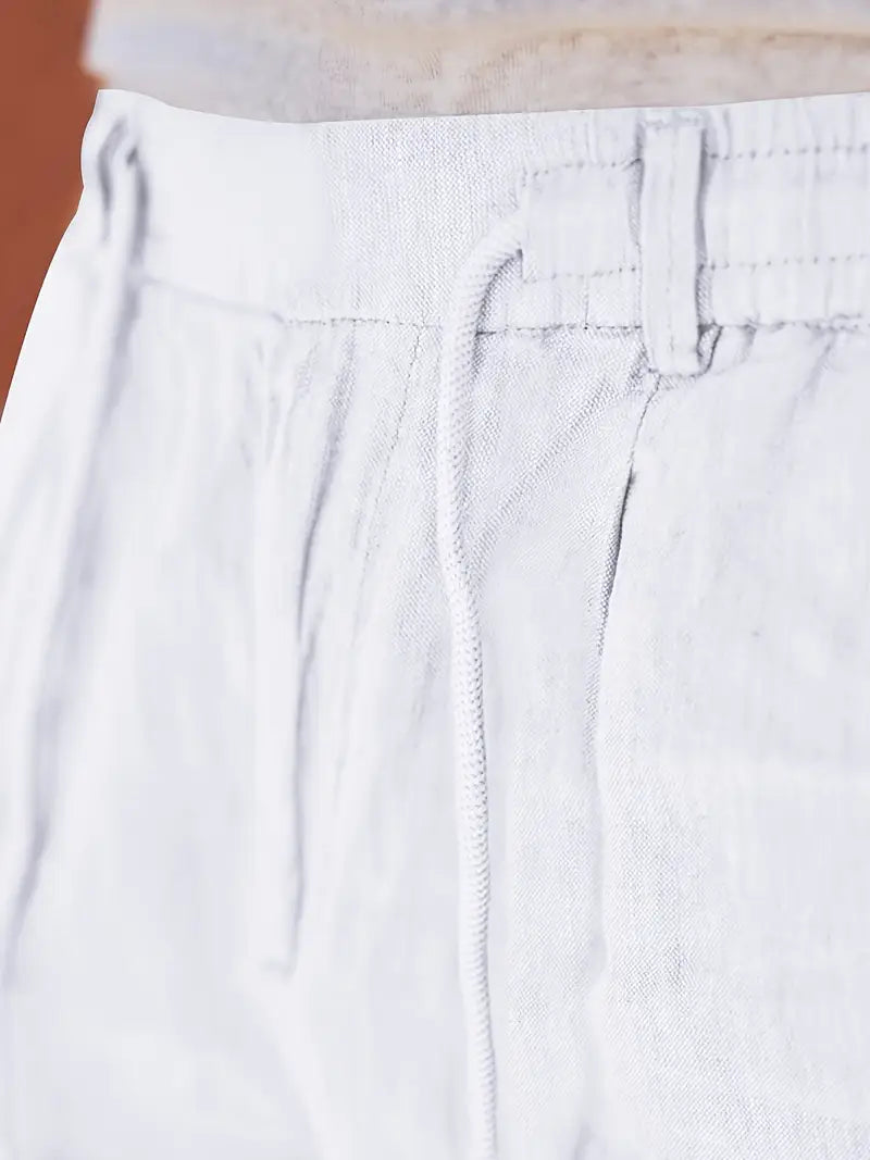 Pantalones Lino Hombre Anchos Cordón Ajustable