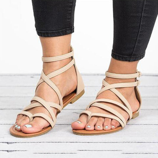 Sandalias Planas Mujer con Correas Cruzadas Estilo Simple - Mavetta
