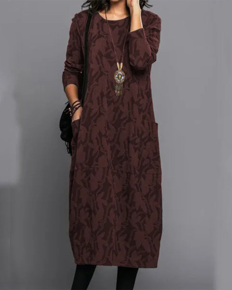 Vestido midi mujer manga larga corte fluido