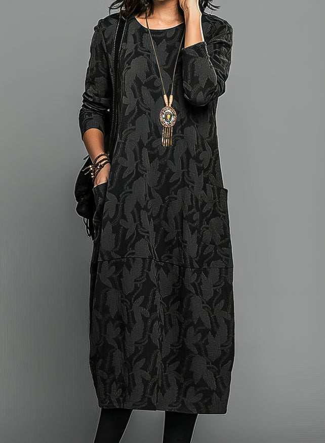 Vestido Midi Mujer Manga Larga Diseño Elegante Comodo