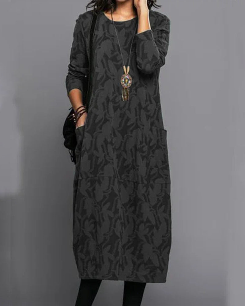 Vestido midi mujer manga larga corte fluido