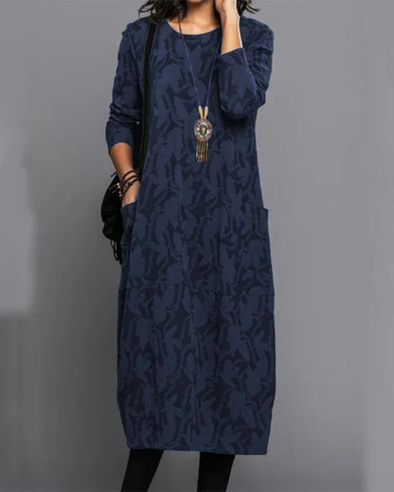 Vestido midi mujer manga larga corte fluido