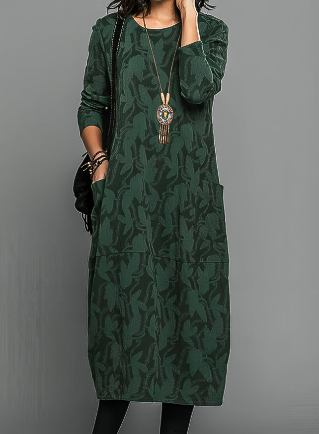 Vestido Midi Mujer Manga Larga Diseño Elegante Comodo