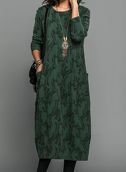 Vestido Midi Mujer Manga Larga Diseño Elegante Comodo