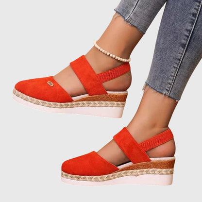 Sandalias Mujer Ortopédicas Cuña Esparto Correas Elásticas