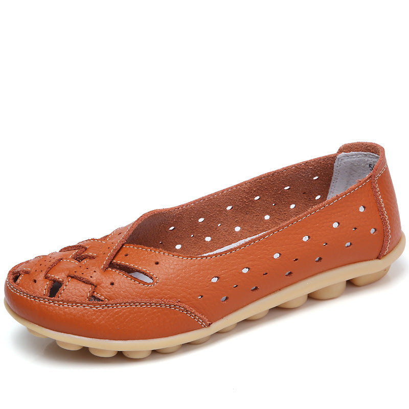 Zapatos mocasín mujer con diseño perforado suela flexible