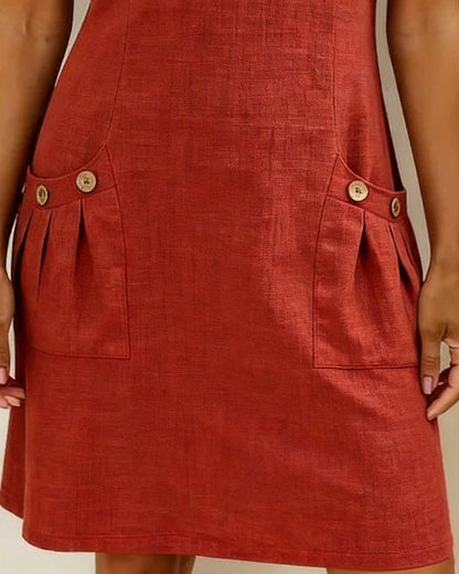 Vestido recto mujer con cremallera y bolsillos