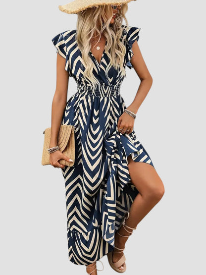 Vestido Mujer Verano Escote en V Estampado Grafico