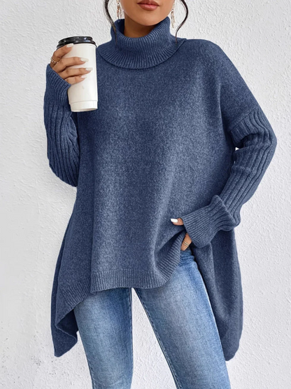 Jersey Mujer Cuello Alto Tejido Holgado