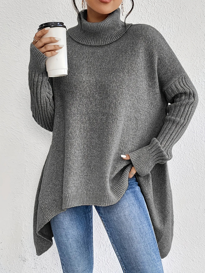 Jersey Mujer Cuello Alto Tejido Holgado