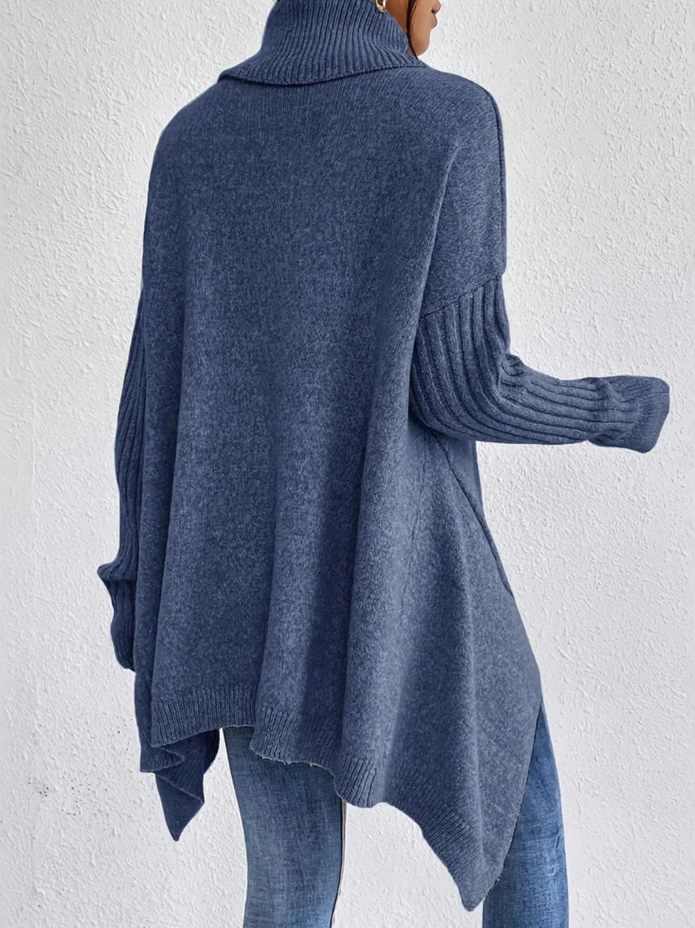 Jersey Mujer Cuello Alto Tejido Holgado