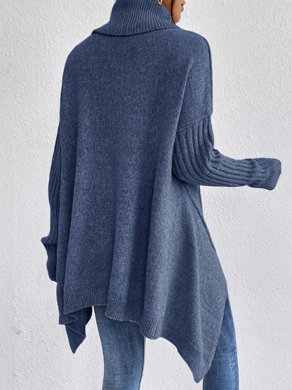 Jersey Mujer Cuello Alto Tejido Holgado