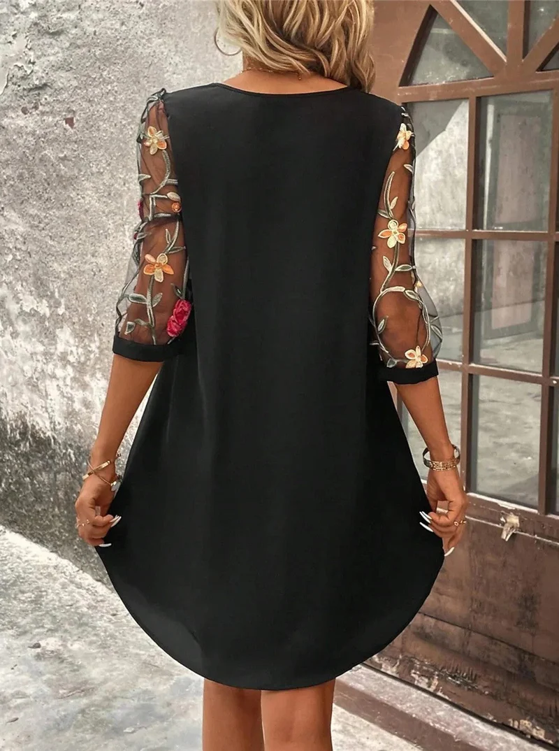 Vestido mini mujer de tela floral mangas cortas