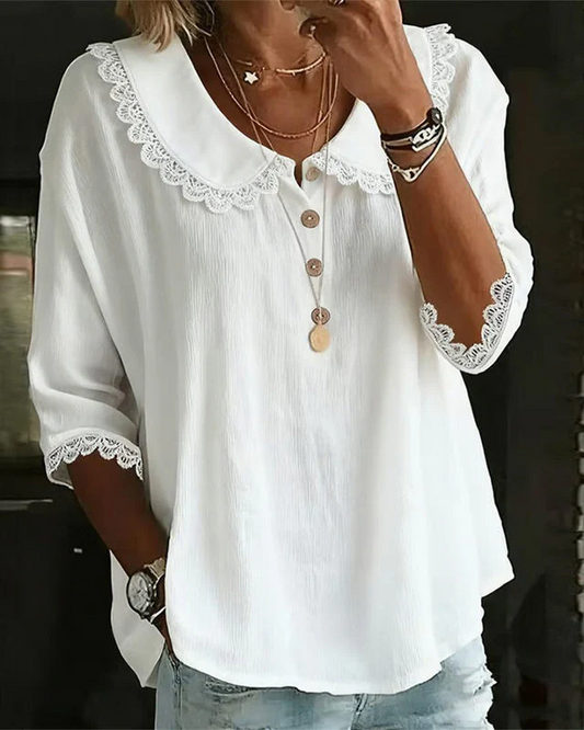 Blusa Mujer de Encaje Cuello Abotonada - Mavetta