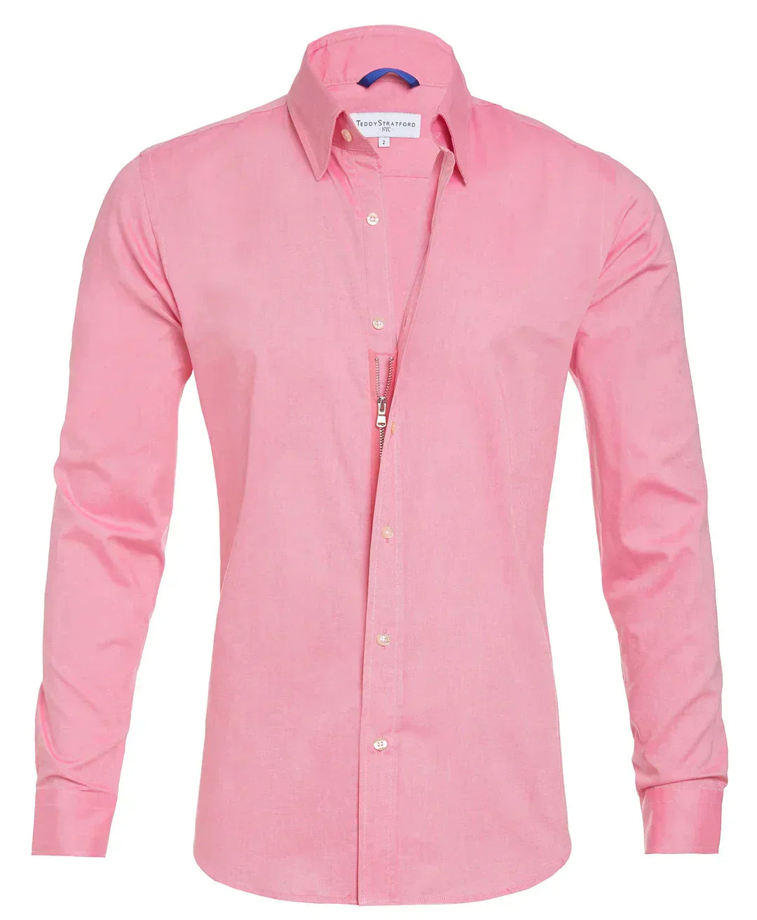 Camisa Hombre Manga Larga Cremallera Cuello Clásico