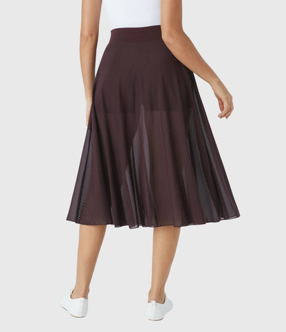 Falda Midi Mujer Talle Alto Cordón Ajustable Acampanada