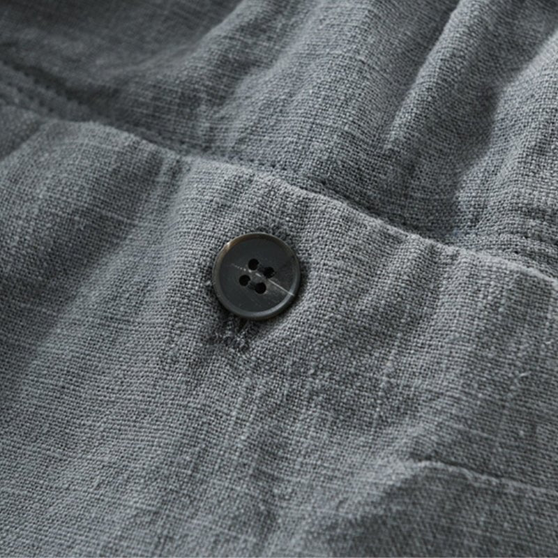 Pantalones Hombre de Lino y Algodón Corte Recto Cintura Elástica