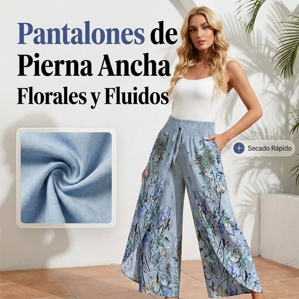 Pantalón Mujer Fluido Estampado Cordón Ajustable - Mavetta