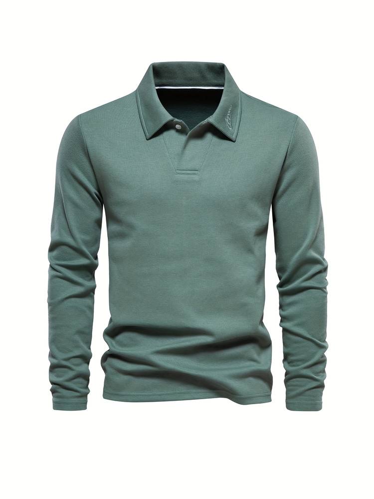 Polo Hombre Algodón Manga Larga Cuello Clásico