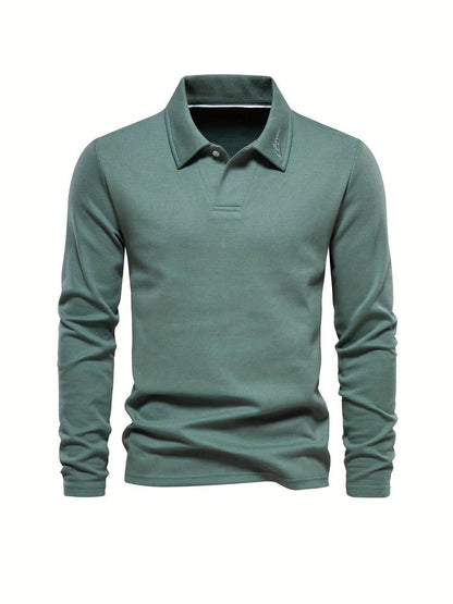 Polo Hombre Algodón Manga Larga Cuello Clásico