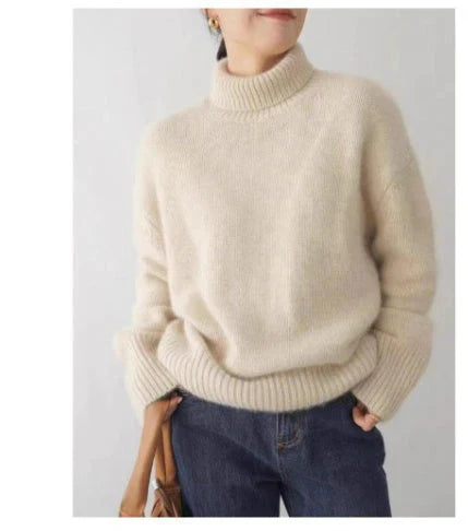 Jersey Mujer de Cachemir Cuello Alto Corte Atemporal
