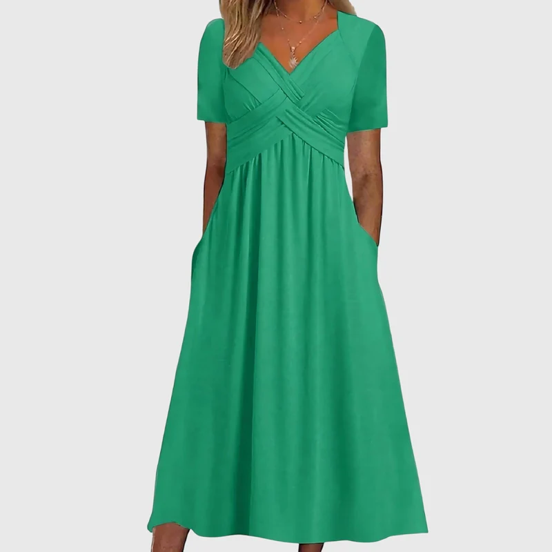 Vestido midi Mujer escote en V