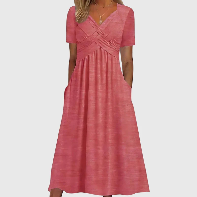 Vestido midi Mujer escote en V