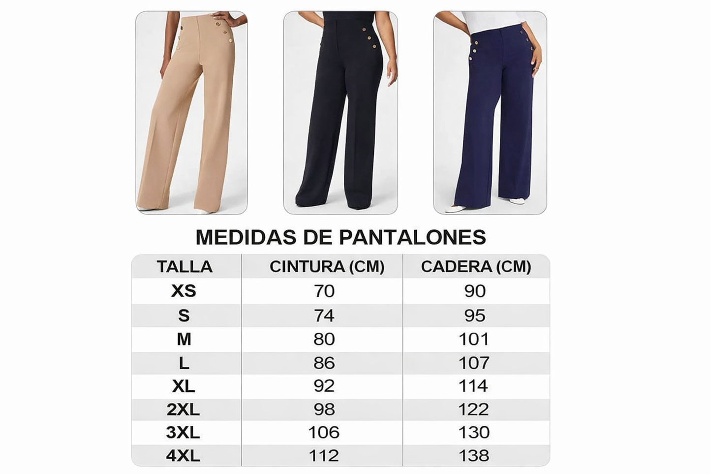 Pantalón Mujer Elástico Tiro Alto Botones