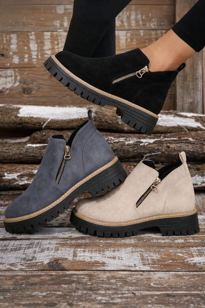 Botines mujer de piel y suela antideslizante