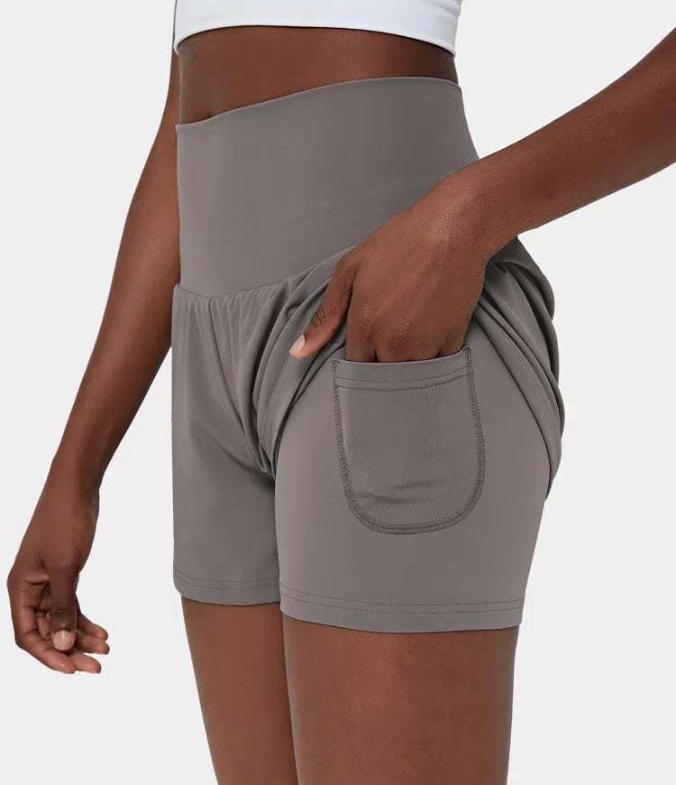 Short deportivo mujer Algodón Cintura Alta Bolsillos