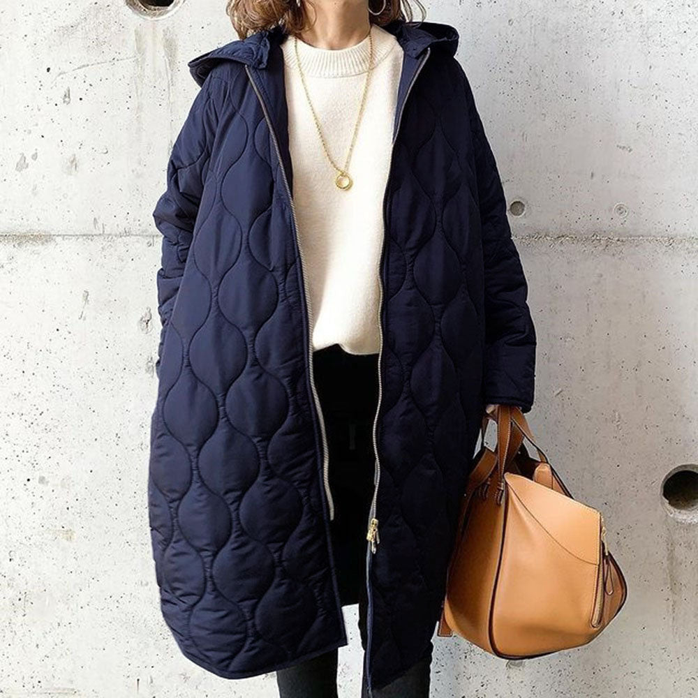 Abrigo Mujer Oversized Rombos con Capucha