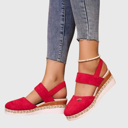 Sandalias Mujer Ortopédicas Cuña Esparto Correas Elásticas