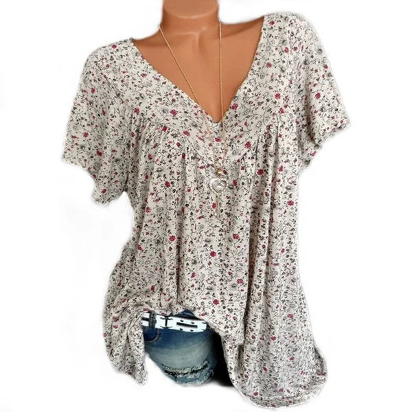 Blusa Mujer Estampada Escote en V