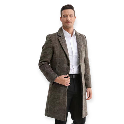 Abrigo Hombre de Lana Diseño a Cuadros Clásico