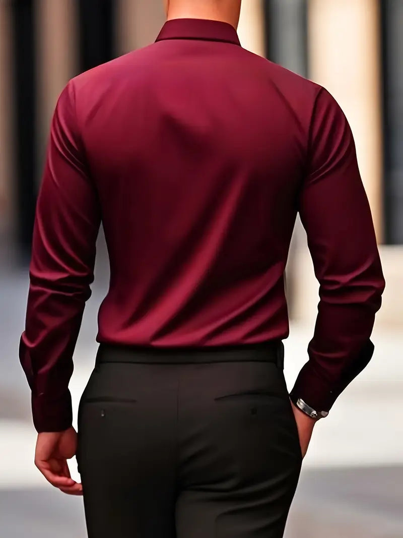Camisa Hombre Manga Larga con Botones Clásica