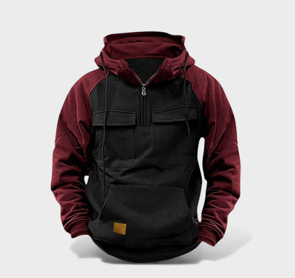 Sudadera hombre con capucha tejido cálido diseño bicolor casual