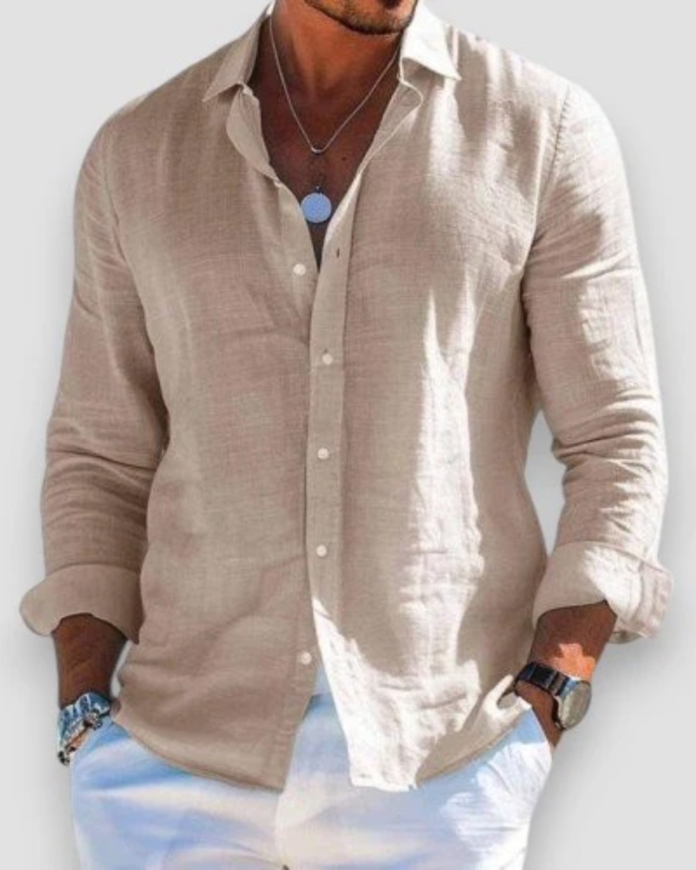 Camisa hombre ligera transpirable casual cómoda