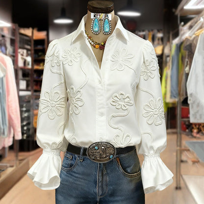 Blusa Mujer Bordado Floral Ajuste Clásico