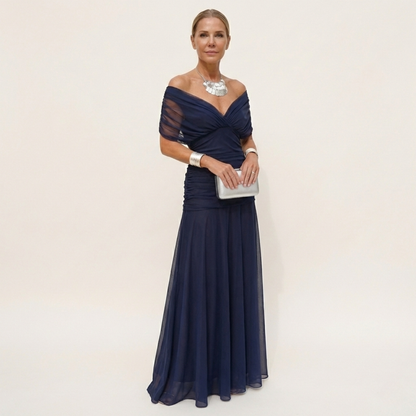 Vestido Largo Mujer Fluido Escote en V Diseño Sofisticado