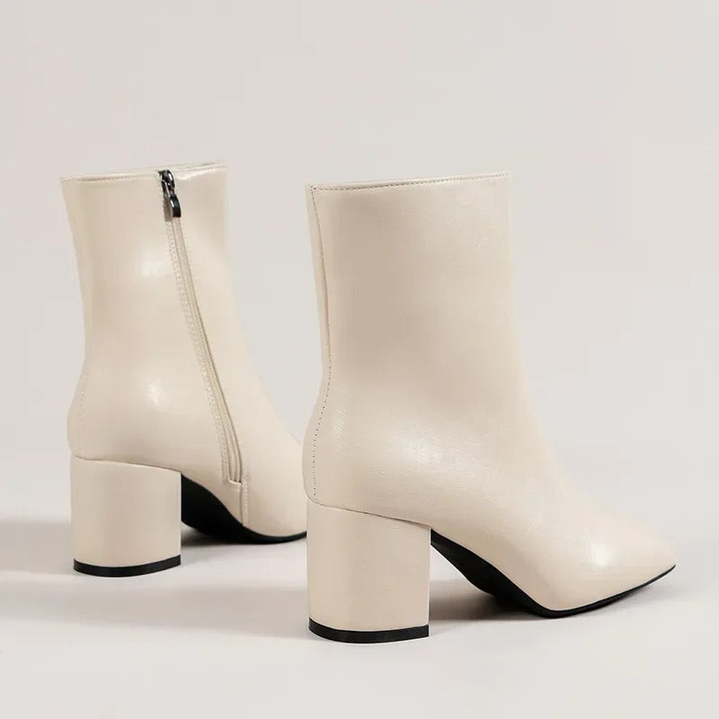 Botines Mujer Tacón Ancho Cremallera Lateral