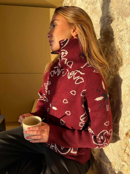 Jersey Mujer de Punto Cuello Alto con Cremallera