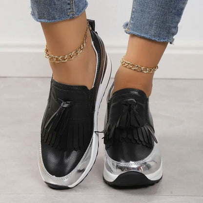 Zapatillas Mujer con Plataforma y Detalles de Flecos
