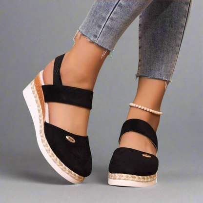 Sandalias Cuña Mujer Banda Ancha Comodas