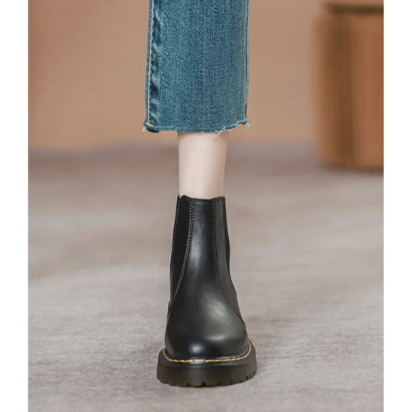 Botas Chelsea Mujer de Cuero con Tirador y Suela Antideslizante